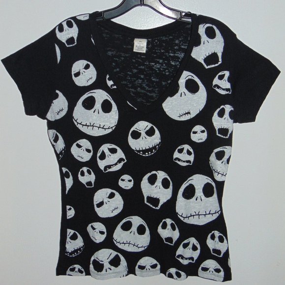 DISNEY Women's Scream & Pout Nightmare Before Christmas JACK Skeleton T-SHIRT L - Picture 1 of 5